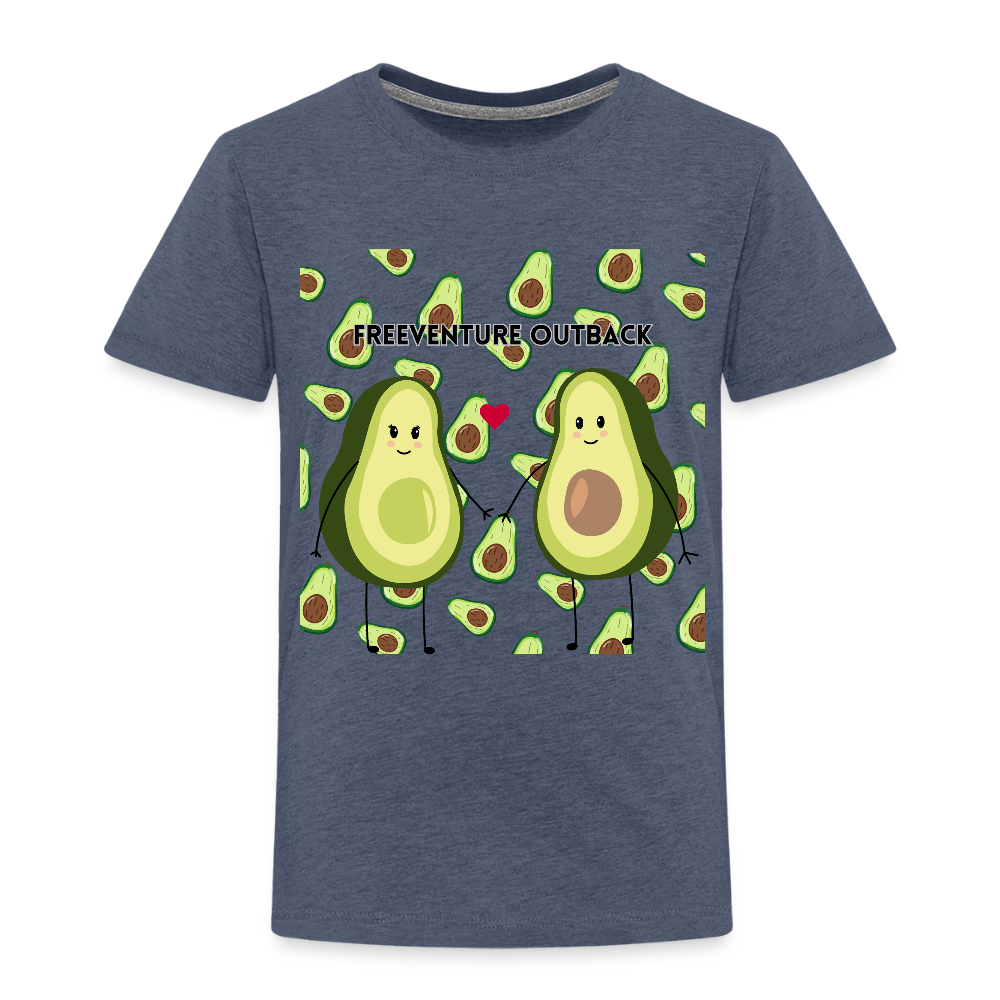 Rus Avocado Kids Tee – Süß, bequem & perfekt für kleine Entdecker! 🥑💚 - Blau meliert