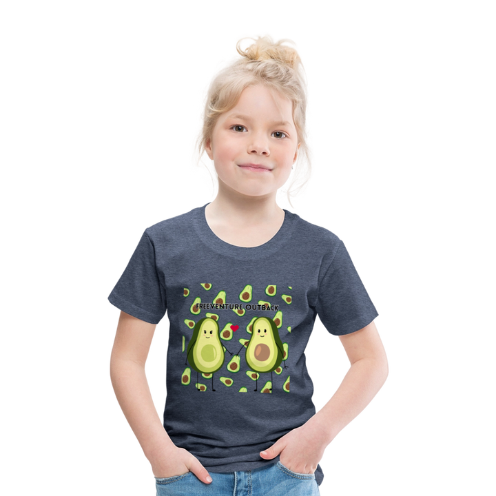 Rus Avocado Kids Tee – Süß, bequem & perfekt für kleine Entdecker! 🥑💚 - Blau meliert