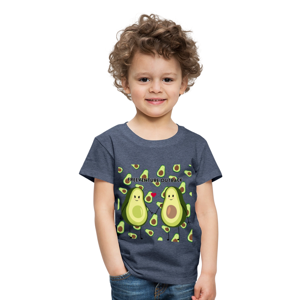 Rus Avocado Kids Tee – Süß, bequem & perfekt für kleine Entdecker! 🥑💚 - Blau meliert