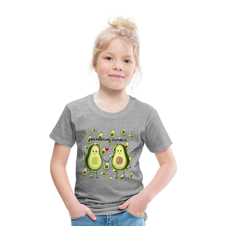 Rus Avocado Kids Tee – Süß, bequem & perfekt für kleine Entdecker! 🥑💚 - Grau meliert