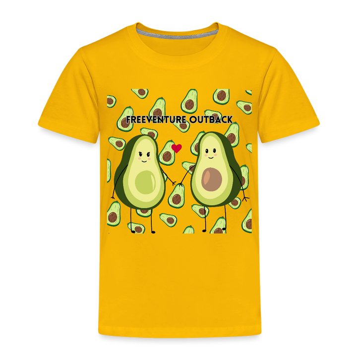 Rus Avocado Kids Tee – Süß, bequem & perfekt für kleine Entdecker! 🥑💚 - Sonnengelb