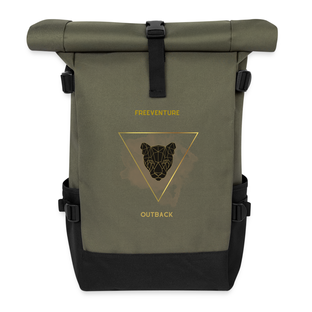 Stylischer Rolltop Rucksack - Olive/Schwarz