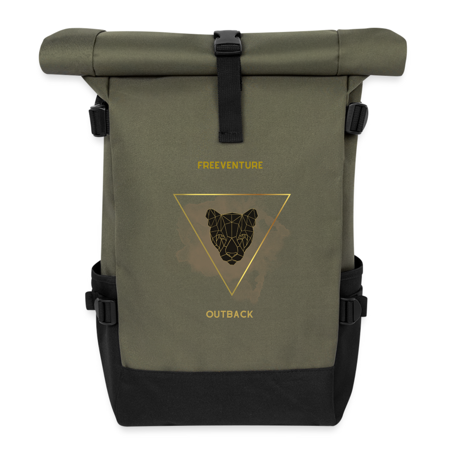 Stylischer Rolltop Rucksack - Olive/Schwarz